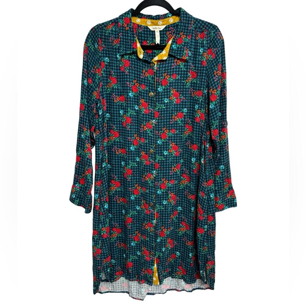 Matilda Jane Teal Dress with Red Floral Print